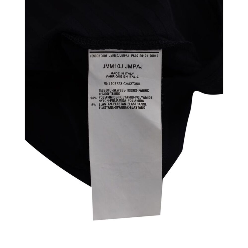 Armani Collezioni Striped V-Neck T-Shirt in Black Polyamide - Picture 4 of 4